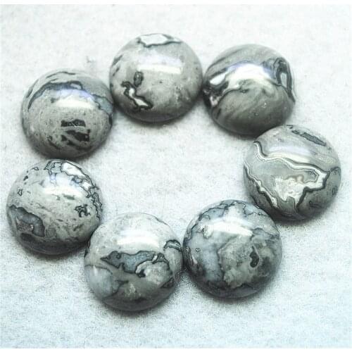 12pcs nature grey jasper stone cabochons round shape 12mm 18MM 20MM women pendants making accessoreis hot selling