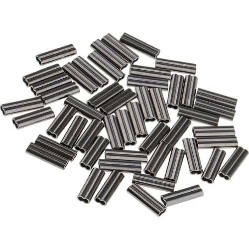 100 Pieces Sea Fishing Crimps Double Barrel Crimping Sleeves 1mm /1.2mm Bore Made From Copper Material