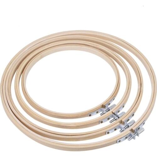 4pcs Round Embroidery Hoops Sewing Tool Ring DIY Natural Wooden Bamboo Circle Set Hand Household Cross Stitch Needle Craft Tool