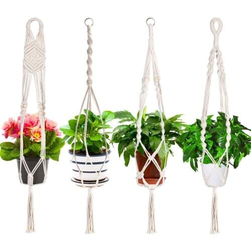 4Pcs Hanging Plant Handmade Plant Hanger Flower Pot Planter Hanger Wall Decor Courtyard Garden Hanging Planter Hanging Basket
