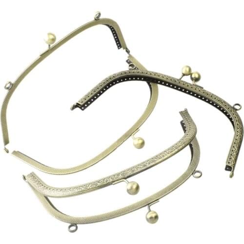 5Pcs Bronze Tone Coins Purse Metal Arch Frame Kiss Claspa Locka Handlea Clutch Handbag Making 20x11.5cm