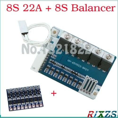 8S 22A+8S balancer Li-ion 29.6V 18650 DIY BMS PCM battery protection board bms pcm for li-ion lipo battery cell pack