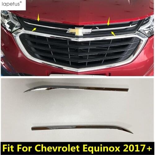 Lapetus ABS Accessories For Chevrolet Equinox 2017 - 2021 Front Head UP Grille Grill lid Decoration Molding Cover Kit Trim 2 Pcs