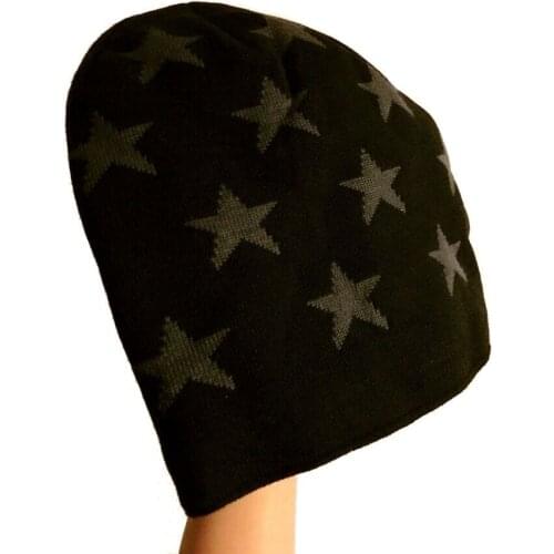 Anime JoJos Bizarre Adventure 7 SBR Johnny Joestar Warm Beanie Hat Star Cap Cosplay Black Knitted Hats Costume Prop Xmas Gift
