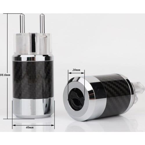 BCF4-TER Top Clear Carbon Fiber Rhodium Plated With gasket European standard AC Power IEC Female Plug DIY Mains Power Connector