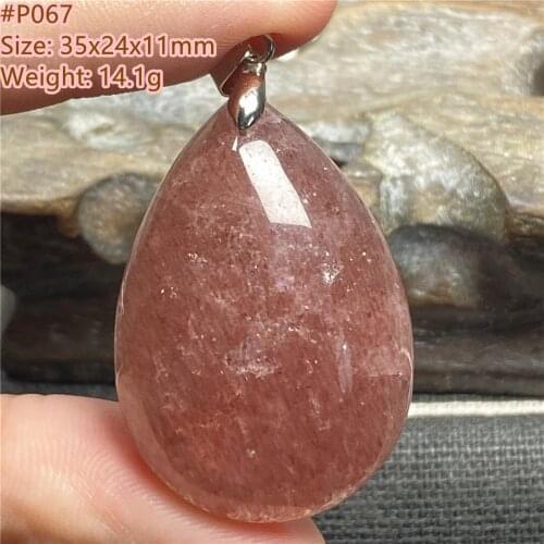 Natural Strawberry Quartz Beads Pendant Jewelry For Women Man Crystal Healing Wealth Luck 35x24x11mm Beads Silver Stone AAAAA