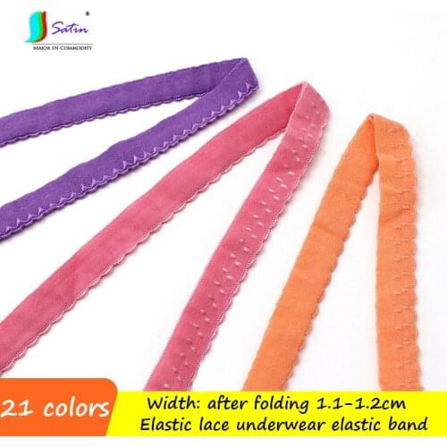 21 Colors Width 1.1-1.2cm Underwear Shoulder Strap Stretch Lace Edging Belt Double Layer Cotton Bra Edging Elastic Band A0329F