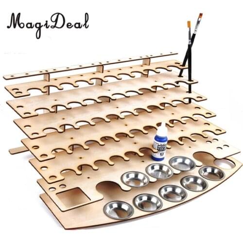 MagiDeal Wooden Paint Bottles Rack Modular Organizer Paint Storage Holder #3 for Studio Storing Paints Brushes Modeling Tools
