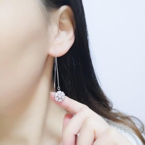 Heart Shape Long Tassel Dangle Earrings Sliver color Zircon Crystal Long Earrings For Woman Wedding Luxury Drop Earring Gifts