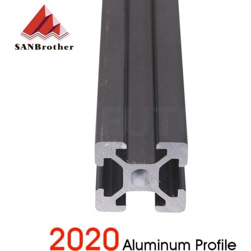 1PC BLACK 2020 European Standard Anodized Aluminum Profile Extrusion 100mm - 800mm Length Linear Rail 500mm for CNC 3D Printer