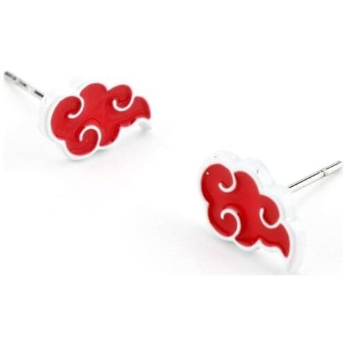 Enamel Red-Cloud Logo Ear Studs Anime Akatsuki-Organization Earrings for Women Girls Jewelry Female Stud Earring