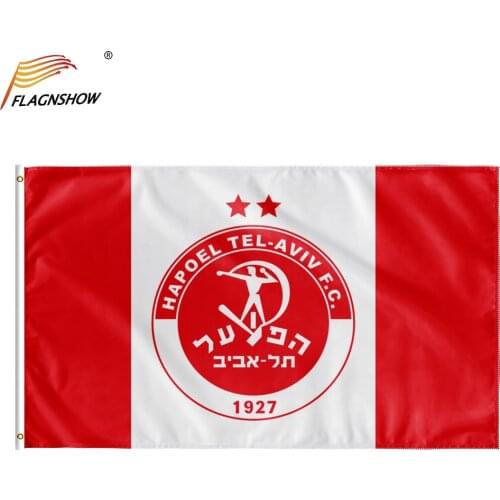 Flagnshow Hapoel Tel Aviv Flags and Banners 3x5 FT Israel FC Football Soccer Flag