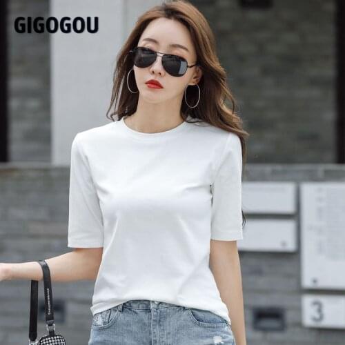 GIGOGOU Women's Plain T-shirts