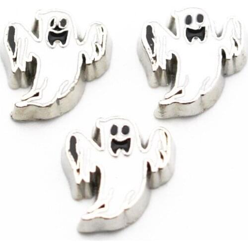 Hot selling 10pcs/lot Halloween ghost floating charms living glass memory lockets diy Accessory charms jewelry