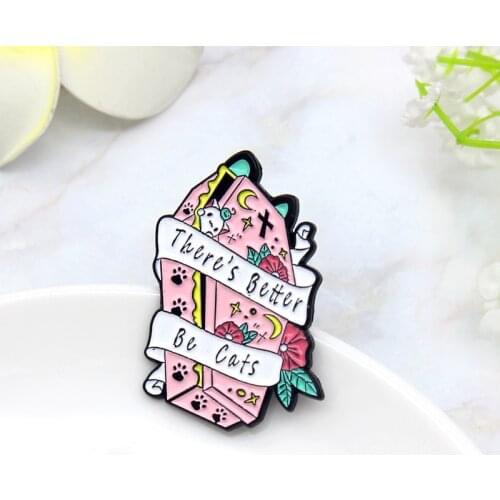 Gothic Rose Coffin Badge Creative Cartoon Cat Flower Enamel Pin Brooch Backpack Clothes Lapel Pin Jewelry Gift for Friends