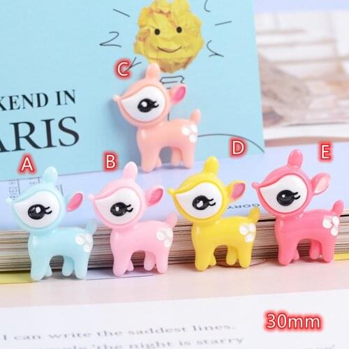 Cabochons Cartoon Animal Deer Resin Flat back Cabochon 20pcs Kawaii Art Supply Decoration Charm Craft DIY