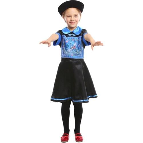 Chinese Zombie Costumes Cosplay Kids Children Qing Dynasty Of China Halloween Costume For Kids Carnival Performance Party Suit