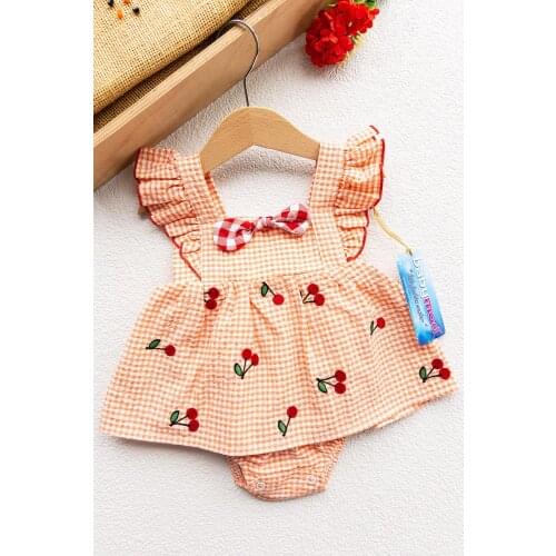 Cherry Embroidered Jumpsuit Baby Girl Dress
