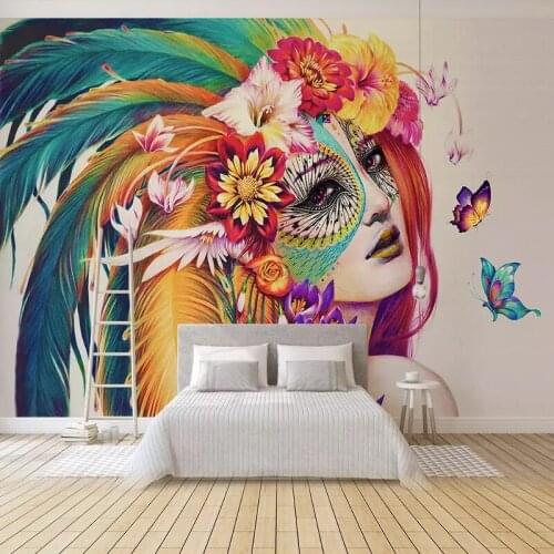 Custom European-style Hand-painted Colorful Beauty Mural Wallpaper For Living Room Bedroom Background Waterproof 3D Wall Cloth
