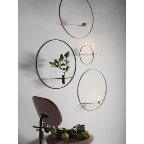 High Quality Circle Wall Candlestick Candle Holder 20cm Stainless Gold Home Decoration Christmas Party Decoration Wedding