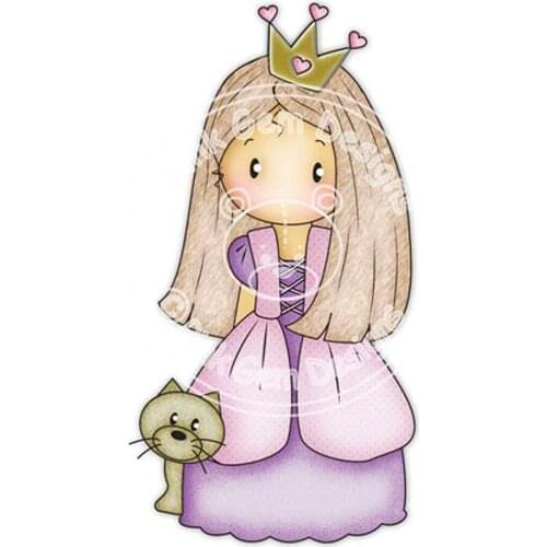 Lovely Princess Girl and Pet Cat Metal Cutting Dies Animal Doll Stencil for DIY Scrapbooking Cards Decorative