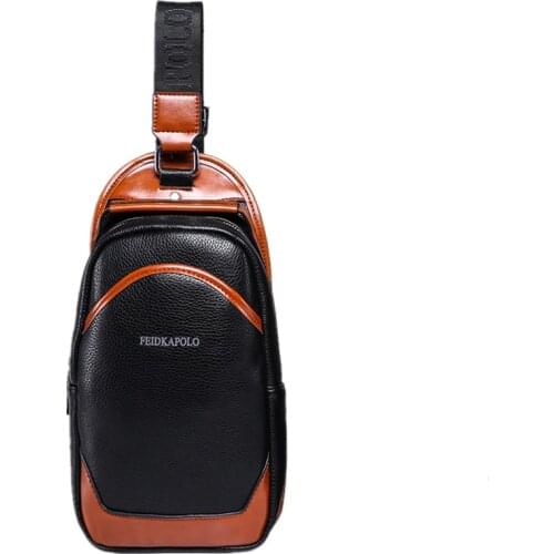 Mens Solid Chest Bags Waterproof Fashion Casual Shoulder Messenger Bag High quality PU Leather Crossbody Pack