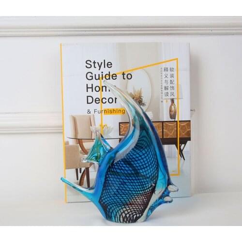 FISH ART SCULPTURE GLASS FISH ANIMAL STATUE GLASS CRAFT DECORATIONS NORDIC STYLE CREATIVE CRYSTAL FOR HOME R3829 RETAIL BOX