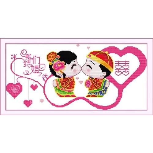 Happiness(2) cross stitch kit people 18ct 14ct 11ct count print canvas stitches embroidery DIY handmade needlework