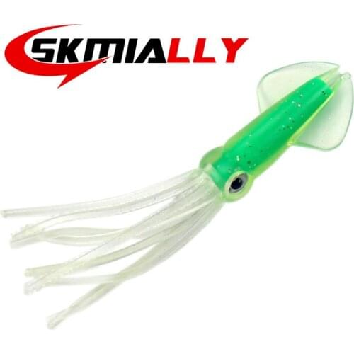 Skmially 6g 9cm 4pcs/bag Squid Jigs with Color Tube Silicone Fishing lure Soft Baits Fishing Tackle Set Artificial Bait sea lure