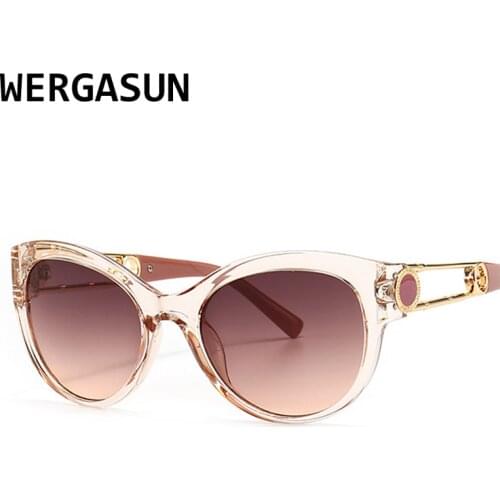 WERGASUN New Fashion Brand Designer Cat Eye Women Sunglasses Female Gradient Points Sun Glasses Big Oculos feminino de sol UV400