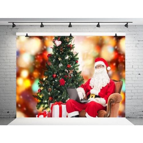 VinylBDS Photography Backdrops Gold Light Christmas Tree Background For Photo Studio Santa Claus Children Photo Ba