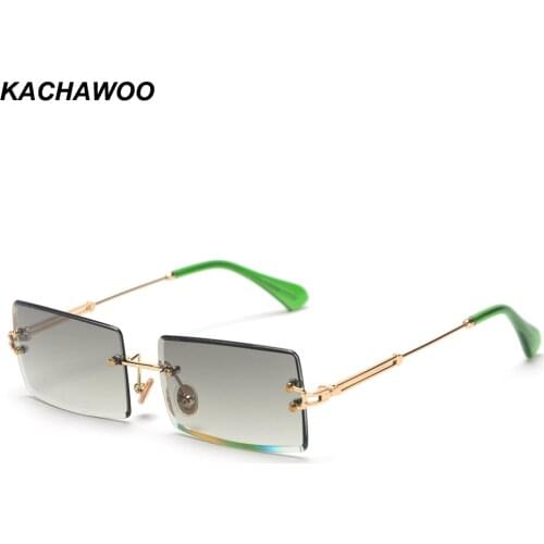 Kachawoo Fashion Rimless Sunglasses Women Accessories 2019 Rectangle Female Sun Glasses Green Black Brown Square Eyewear