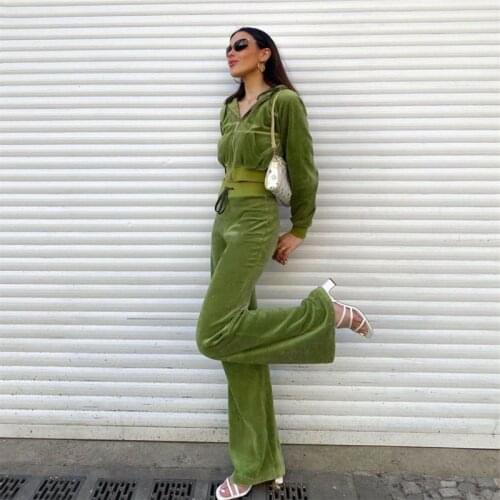 Velvet Tracksuit Women Zipper Two Piece Pants Set Jackets Women Autumn Winter Hoodies Crop Top Leggings Set Jogging Female Juicy