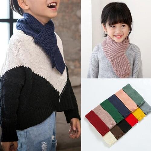 Winter Baby Scarf Warm Kids Knitting Wool Neckerchief Solid Color Soft Children Boys Girls Scarves