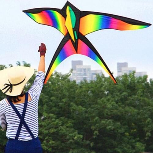 1.75m Flying Bird Kite Swallow Easy to Fly Fabric with Handle Color Changing Bird Kite Animal Cartoon Kite for Kids Children