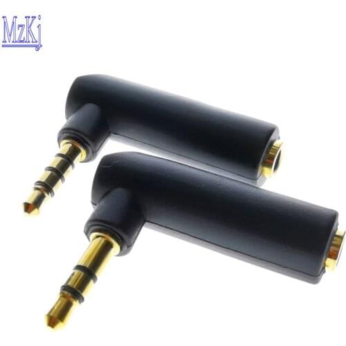 1PC HOT NEW High Quality 90 Degrees Gold-Plated Connector 3.5 Jack Right Angle Male To Female 3.5MM 3 4 Pole MP3 Mobile Phone