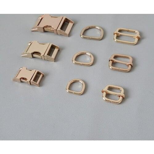 10Sets/Pack Metal Buckles Belt Straps Clasp D Ring Adjuster For Bag Dog Collar Paracord Slider Harness Hardware DIY Accessories