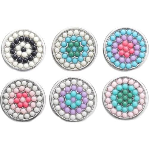 10pcs/lot New Snap Button Jewelry Colorful Bead Circle Round 18mm Snap Buttons Fit Snap Jewelry Bracelet Bangle Necklace Jewelry