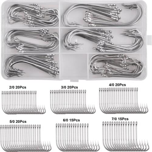 110Pcs/Box High Carbon Stainless Steel Barbed Carp Fishing Hooks White Extra Long Shank Hook Tackle For Saltwater Freshwater