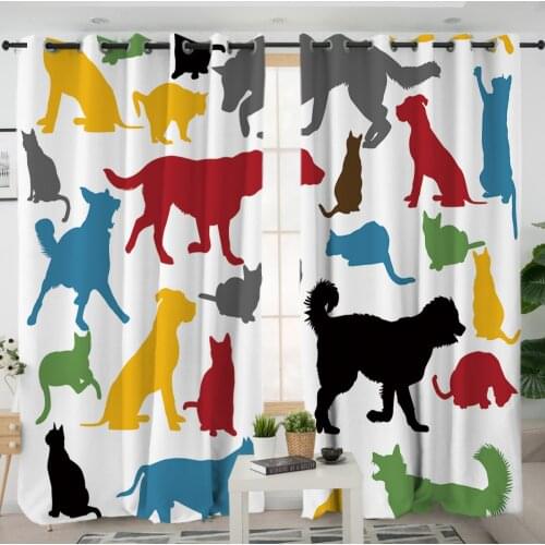 3D Window Curtains Cortinas De Dormitorio Cartoon Dog Animals Room Home Decor Rideau De Fenetre Drapes Cotinas Rideau Salon