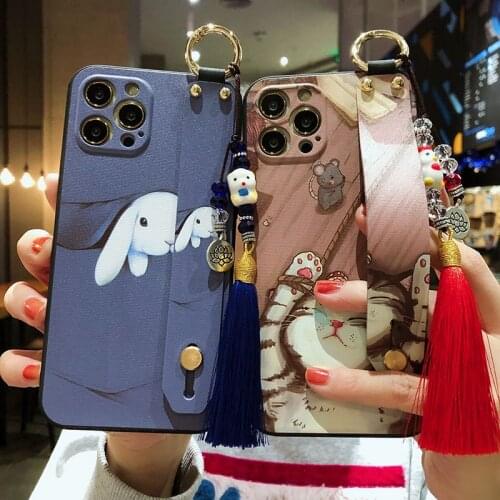 Wrist Strap Tassel Shell Phone Case For iPhone 12 Pro Max 12 Mini Fundas For iphone 11 XS Max X XR 6 6s 8 7 Plus SE Holder Cover