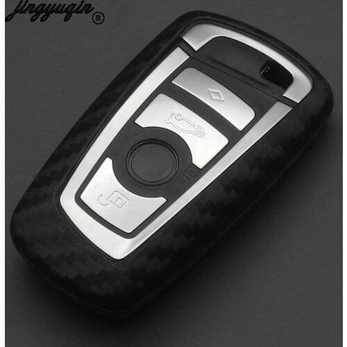 Jingyuqin Carbon Fiber Silicone Car Key Case Cover Remote Fob For BMW 520 525 f30 f10 F18 118i 320i 1 3 5 7 Series X3 X4 M3-M5