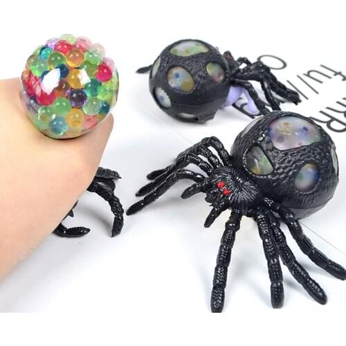 Stress-relieving ball spider squeeze toy full of water droplets children adult sensory play adult tricky toys