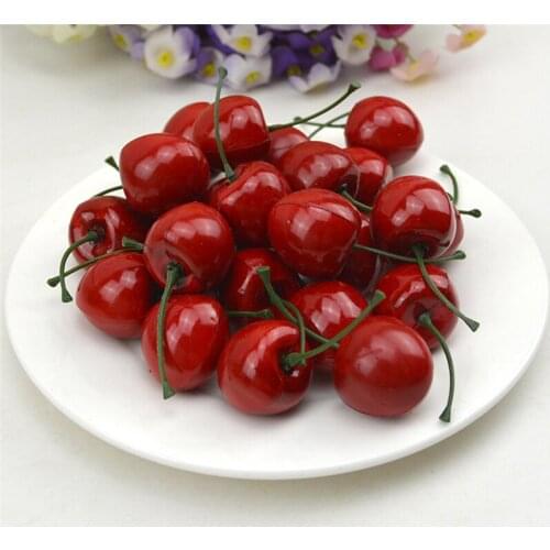 20pcs Artificial Fake Fruits and Vegetables Foam Red Cherry For Wedding Decoration Scrapbooking Simulation Fake Flowers