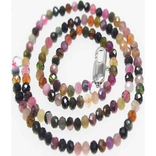 Roundelle faceted Tourmaline multicolor 3/4mm chocker necklace 40cm wholesale for women cute