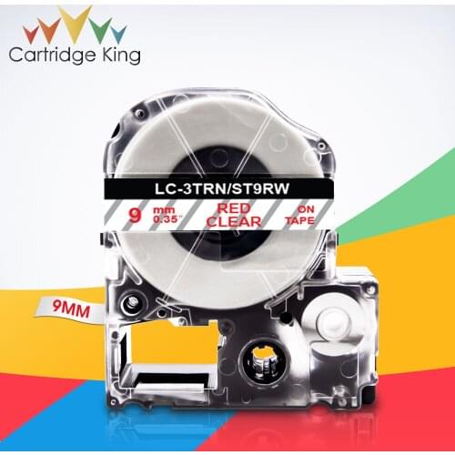 9mm (3/8") Label Tape ST9RW LC-3TRN Red on Clear Label Maker Ribbon for Epson King Jim TepraPro SR-RK1 SR-RK2 SR-PBW1 SR-PDP1