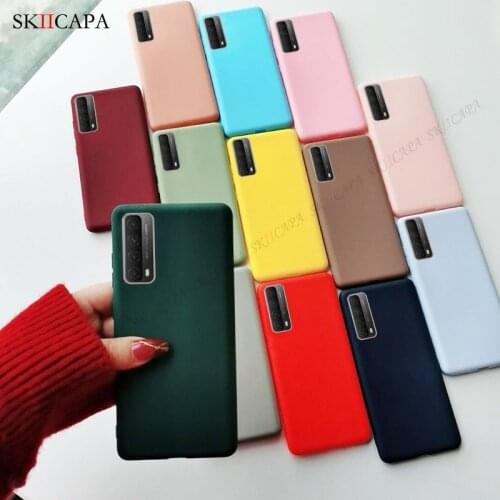 Candy Color Matte Silicone Phone Case For Huawei P Smart 2021 Y7A Y9A Honor 10X 9X Lite Nova 8 SE Solid Color Soft TPU Cover