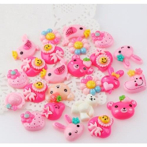 Sweet Kawaii Cartoon Playfully Fish Flower Star 30pcs Flatback Resin Cabochon Jewelry Crafts For Hair ornaments Accessories