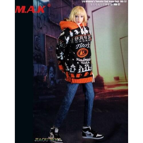 1/6 Female soldier model accessories clothes 12-inch movable doll tbl coated body ph casual sweater suit JOA-37 + jeans + shoes