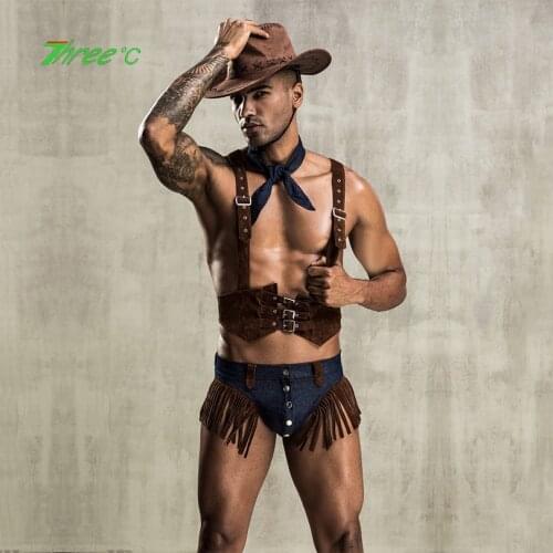 Mens Erotic Lingerie Jeans Sexy Underwear Uniform Cowboy Adult Cosplay Sissy Lingerie Exotic Apparel Nightclub Dancewear